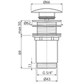 Alcaplast A395B CLICK/CLACK leeresztőszelep, nagy dugóval, 5/4", túlfolyó nélkül - FEHÉR