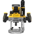 DEWALT DCW620H2-QW 18V-os 12 mm felsőmaró, 2 db 5 Ah-s POWERSTACK akkuval, töltővel, TSTAK kofferben, akár 70 mm-es marási mélységgel.