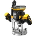 DEWALT DCW620H2-QW 18V-os 12 mm felsőmaró, 2 db 5 Ah-s POWERSTACK akkuval, töltővel, TSTAK kofferben, akár 70 mm-es marási mélységgel.