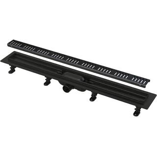 Alcaplast APZ10-550 BLACK zuhanyfolyóka, rozsdamentes ráccsal
