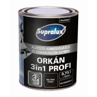 AKZO Supralux ORKÁN 3in1 PROFI fekete RAL9005 - 0.75 L