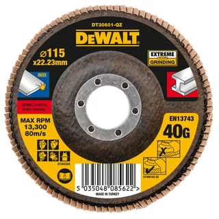 DEWALT DT30601-QZ EXTREME lamellás csiszolókorong Ø115mm x 22.2 x 40G lapos Jumbo