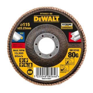 DEWALT DT30621-QZ EXTREME lamellás csiszolókorong Ø115mm x 22.2 x 80G lapos Jumbo