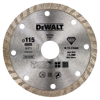 DEWALT DT3702-QZ Turbó száraz gyémántszemcsés vágótárcsa 115 x 22.2mm