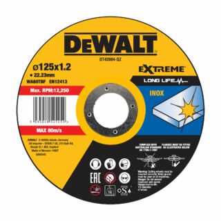 DEWALT DT43904-QZ Fast Cut Vágókorong 125mm x 1.2mm x 22.23mm INOX