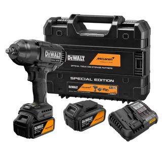 DEWALT DCF99MP2T-QW McLaren Design 1/2"-os ütve-csavarozó, 2 db 5Ah akksival, TSTAK kofferben. 1396 Nm meghúzás, 1898 Nm lazítási nyomatékkal.