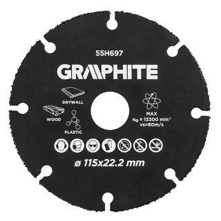 Graphite vágókorong fához, műanyaghoz - 115x22.2mm