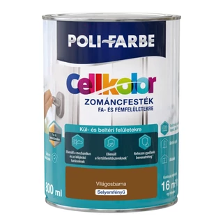 POLI-FARBE Cellkolor selyemfényű zománcfesték, világosbarna -  0.8 L