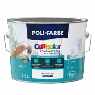 POLI-FARBE Cellkolor selyemfényű  zománcfesték, fehér - 2.5 L