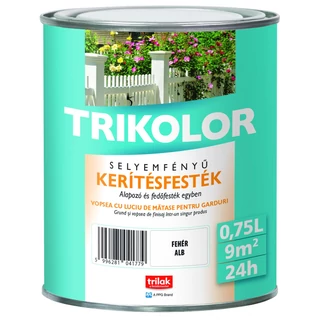 TRILAK Trikolor Selyemfényű Kerítésfesték Fehér 0.75l (320914)