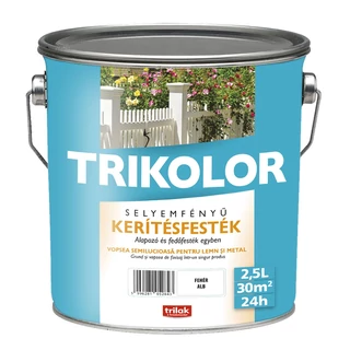 TRILAK Trikolor Selyemfényű Kerítésfesték Fehér 2.5l