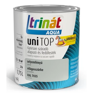 TRILAK Trinát Unitop Aqua selyemfényű zománcfesték RAL 7035 világos szürke - 0.75l
