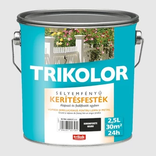 TRILAK Trikolor selyemfényű kerítésfesték 300 koromfekete - 2.5 L