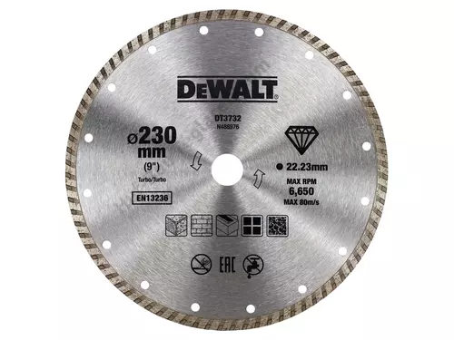 DEWALT DT3732-QZ Turbó száraz gyémántszemcsés vágótárcsa 230 x 22.2mm