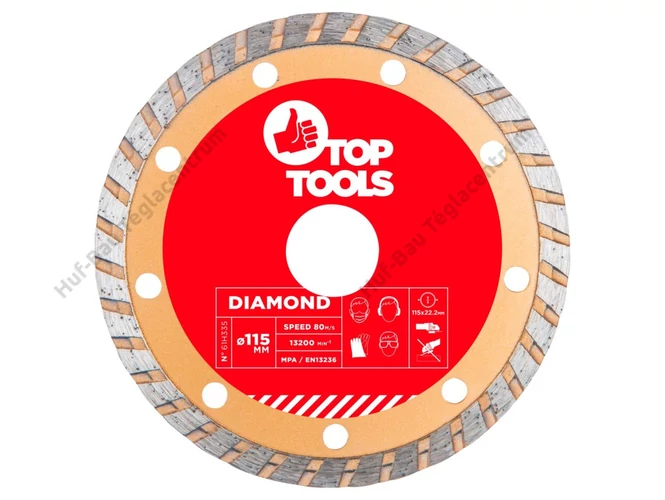 Gyémánt vágókorong 115mm Turbo Top Tools (61H335)