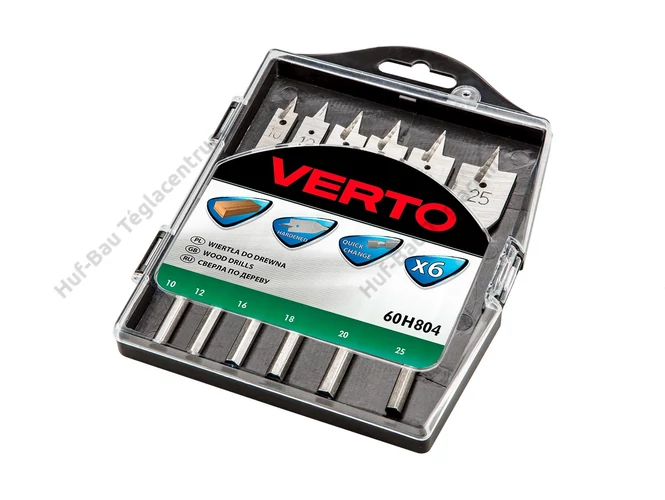 Verto fúrószár készlet - fához 10-25mm/6r lapos