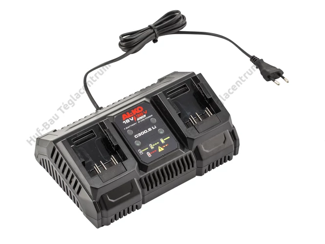 AL-KO C300-as dupla töltője, 2 x 4 A töltőárammal a 18V/36V rendszerhez.