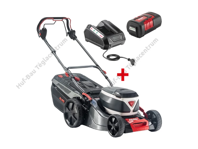 AL-KO 51.4 LI SP COMFORT önjáró akkus fűnyíró, 51 cm-es vágásszélességgel és 1 db 36V-os 5.0 Ah-s akkuval, töltővel.
