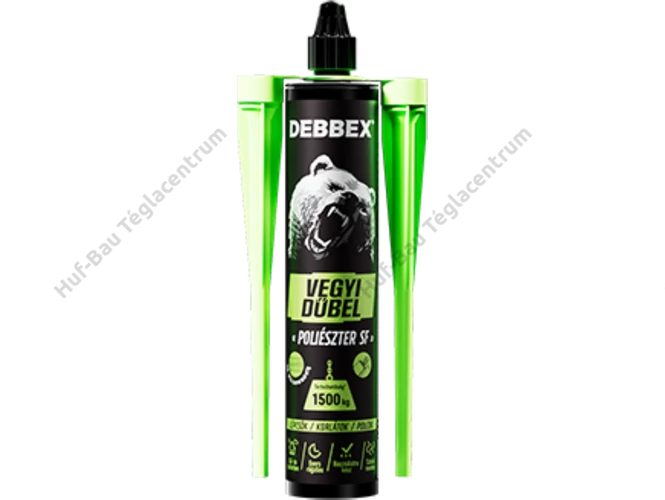 Den Braven sztirolmentes vegyi dübel SF, 300 ml-es kiszerelésben, dupla keverőcsőrrel.