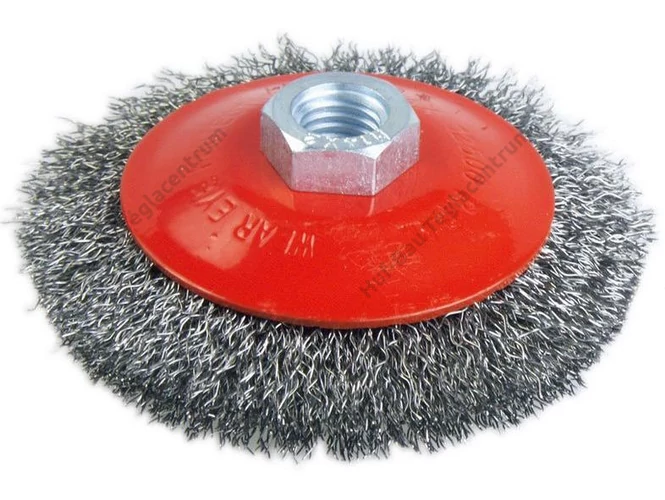 Drótkefe 100mm kúpos M14 hullámos 0,3 acél Extol Craft (17006)