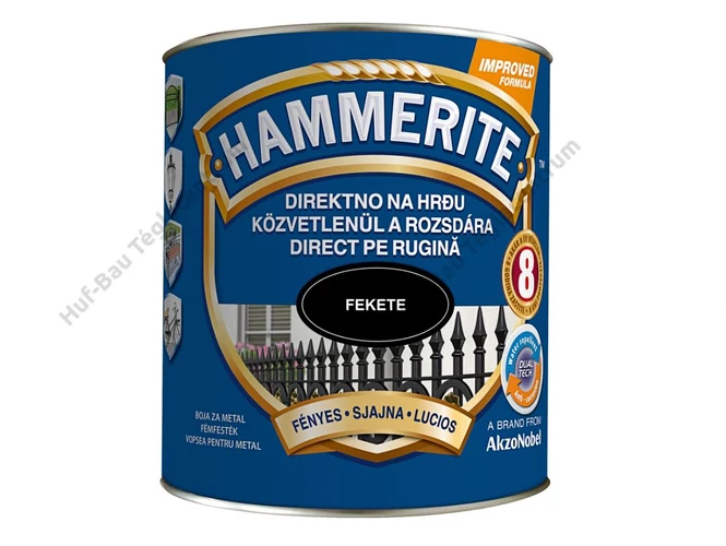 AKZO Hammerite fémfesték fényes, fekete - 0.75 L
