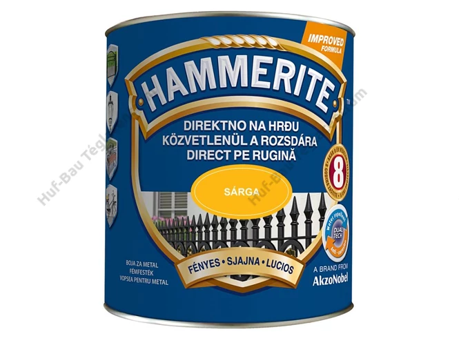AKZO Hammerite fémfesték fényes, sárga - 0.75 L