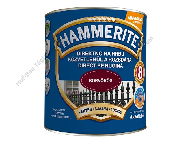 AKZO Hammerite fémfesték fényes, borvörös - 0.75 L