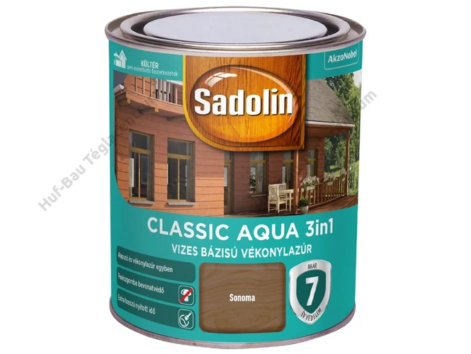 AKZO Sadolin Classic Aqua impregnálólazúr, sonoma tölgy színben - 0.75 L