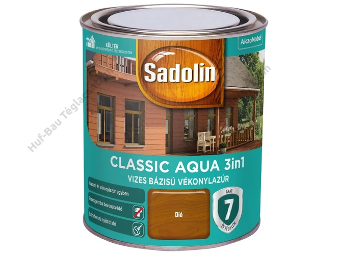 AKZO Sadolin Classic Aqua impregnálólazúr, dió színben - 0.75 L