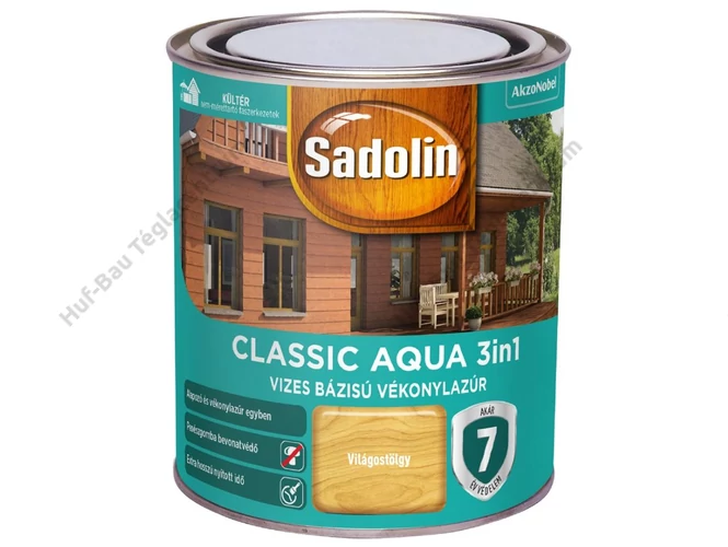 AKZO Sadolin Classic Aqua impregnálólazúr, világos tölgy színben - 0.75 L