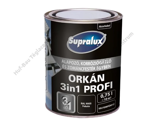 AKZO Supralux ORKÁN 3in1 PROFI fekete RAL9005 - 0.75 L