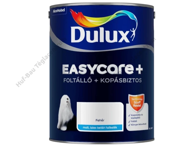 AKZO Dulux EasyCare+ foltálló, beltéri falfesték fehér színben - 5 L 