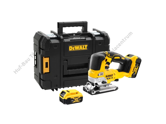 DEWALT DCS334P2-QW dekopírfűrész, 2 db 5 Ah-s akkuval és töltővel
