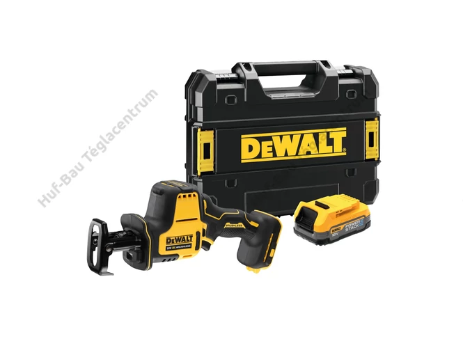 DEWALT DCS369E1T-XJ kefe-nélküli orrfűrész, POWERSTACK akkuval, TSTAK kofferben