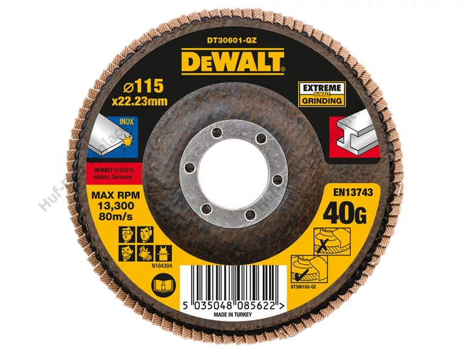 DEWALT DT30601-QZ EXTREME lamellás csiszolókorong Ø115mm x 22.2 x 40G lapos Jumbo