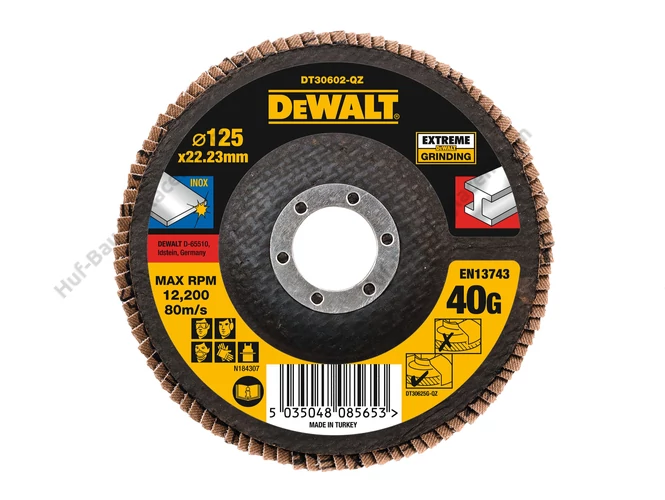 DEWALT DT30602-QZ EXTREME lamellás csiszolókorong Ø125 x 22.2 x 40G lapos Jumbo