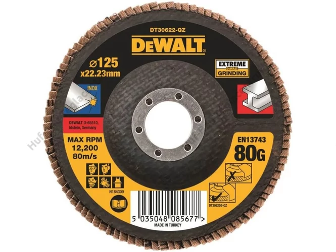 DEWALT DT30622-QZ EXTREME lamellás csiszolókorong Ø125 x 22.2 x 80G lapos Jumbo