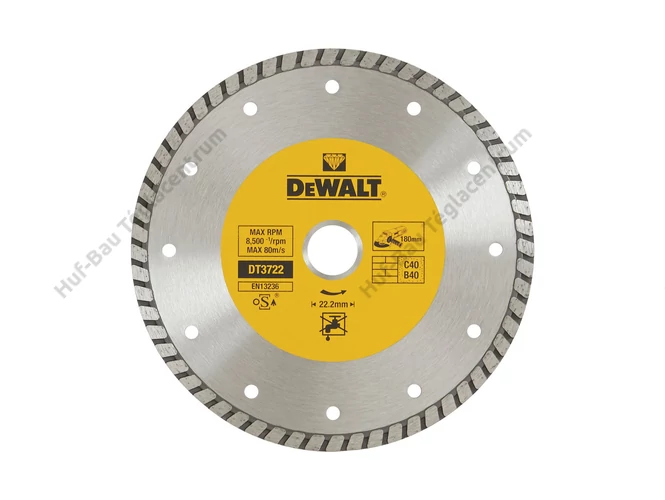 DEWALT DT3722-QZ Turbó száraz gyémántszemcsés vágótárcsa 180 x 22.2mm