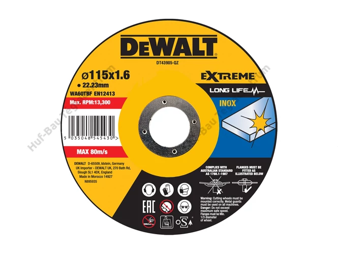DEWALT DT43905-QZ Fast Cut Vágókorong 115mm x 1.6mm x 22.23mm INOX