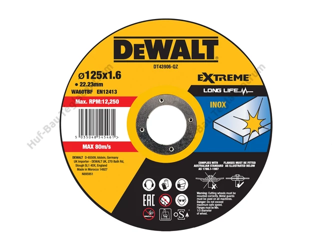 DEWALT DT43906-QZ Fast Cut Vágókorong 125mm x 1.6mm x 22.23mm INOX