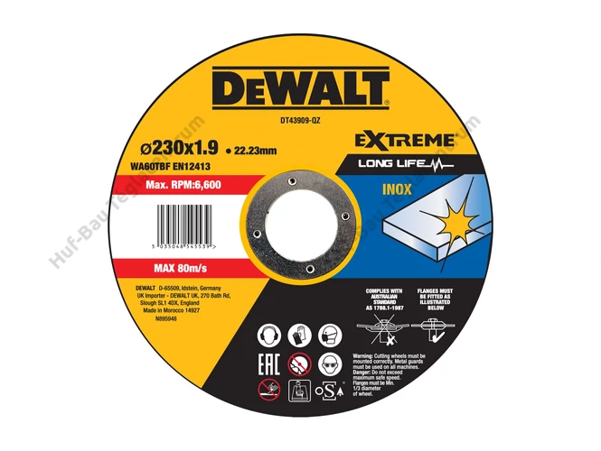 DEWALT DT43909-QZ Fast Cut Vágókorong 230mm x 1.9mm x 22.23mm INOX