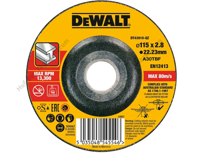 DEWALT DT43910-QZ Fast Cut Vágókorong fémre 115mm x 3.0mm x 22.23mm