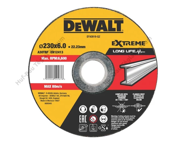 DEWALT DT43919-QZ Fast Cut Tisztító korong fémre 230mm x 6.0mm x 22.23mm