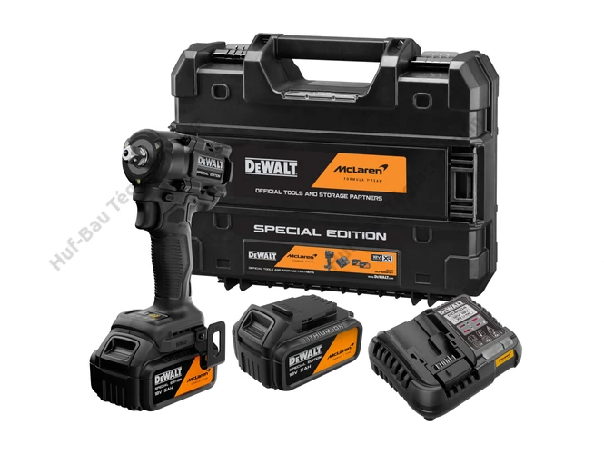 DEWALT DCF92MP2T-QW McLaren Design 1/2"-os ütve-csavarozó, 2 db 5Ah akksival, TSTAK kofferben.