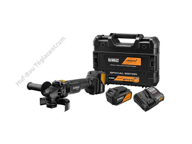 DEWALT DCG45MP2T-QW akkumulátoros sarokcsiszoló - McLaren Design.