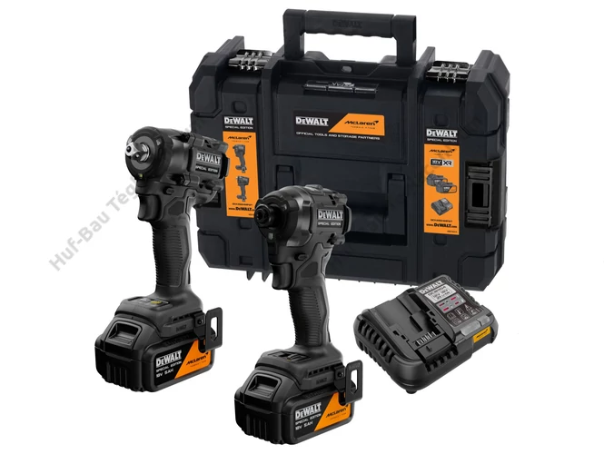DEWALT DCK2224MP2T-QW McLaren Design 2 gépes combószett, 2 db 5Ah akksival, TSTAK kofferben.