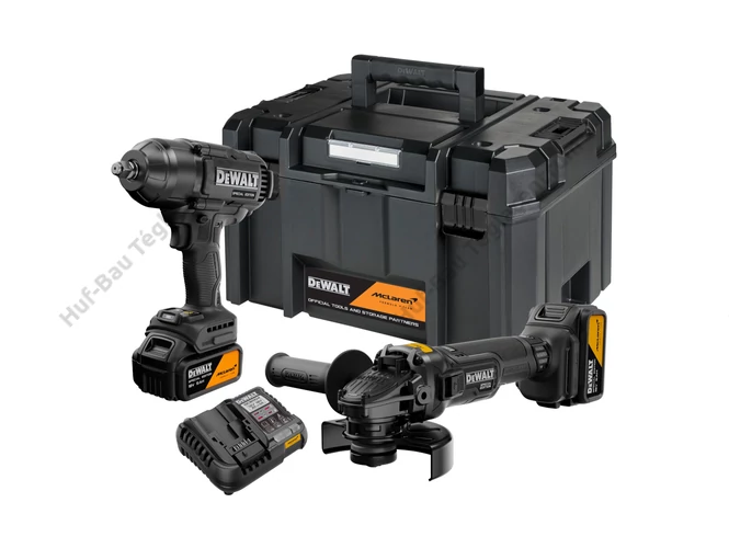 DEWALT DCK2225MP2T-QW McLaren Design 2 gépes combószett, 2 db 5Ah akksival, TSTAK kofferben.