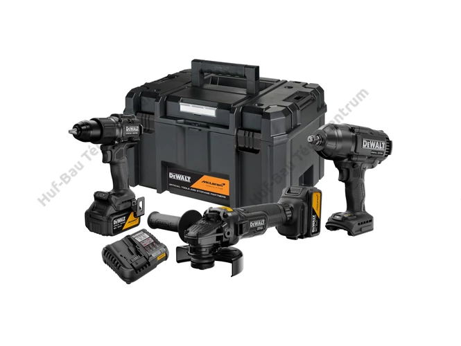 DEWALT DCK3222MP2T-QW McLaren Design 3 gépes combószett, 2 db 5Ah akksival, TSTAK kofferben.