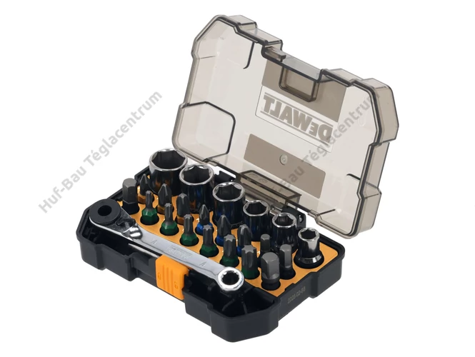 DEWALT DT70906T-QZ McLaren 24 darabos bit készlet, kompakt tokban, racsnis kulccsal.
