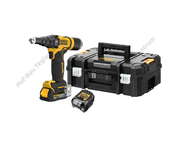 DEWALT DCF403E1GT-QW akkus szegecshúzó gép, 1 db 1.7 Ah-s POWERSTACK akkuval